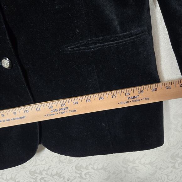 VTG International Scene Velvet Blazer Jacket sz 11/12 Black - Picture 13 of 16